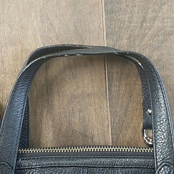 COACH BLACK PEPBBLED LEATHER TASSLE SATCHEL  BAG 9LX12W - Picture 8 of 14